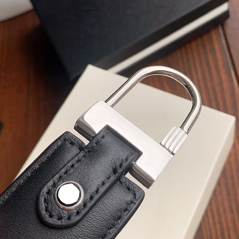 LJ2 Luxury MB Keychain Leather Stainless Steel Ring Classic Gift For Men