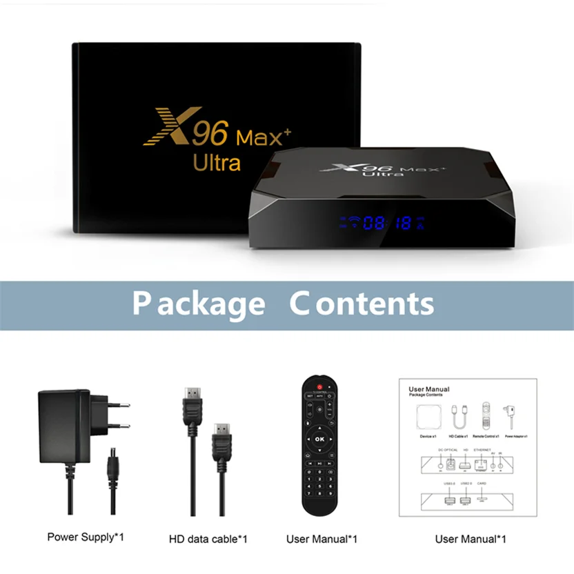 S905X4 TV Box Android 11 X96Max Plus Ultra 4GB 64GB TVBOX AV1 8K Wifi BT 4.0 Streaming Player Set Top Box