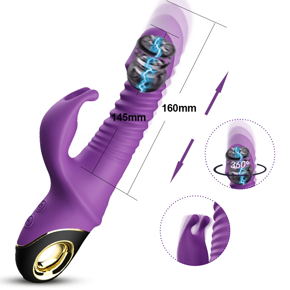 Vibrator Leistungsstarker Kaninchen-Dildo für Frauen Schub Einziehbarer automatisch rotierender G-Punkt-Klitoris-Stimulator Sexspielzeug_voghion.com