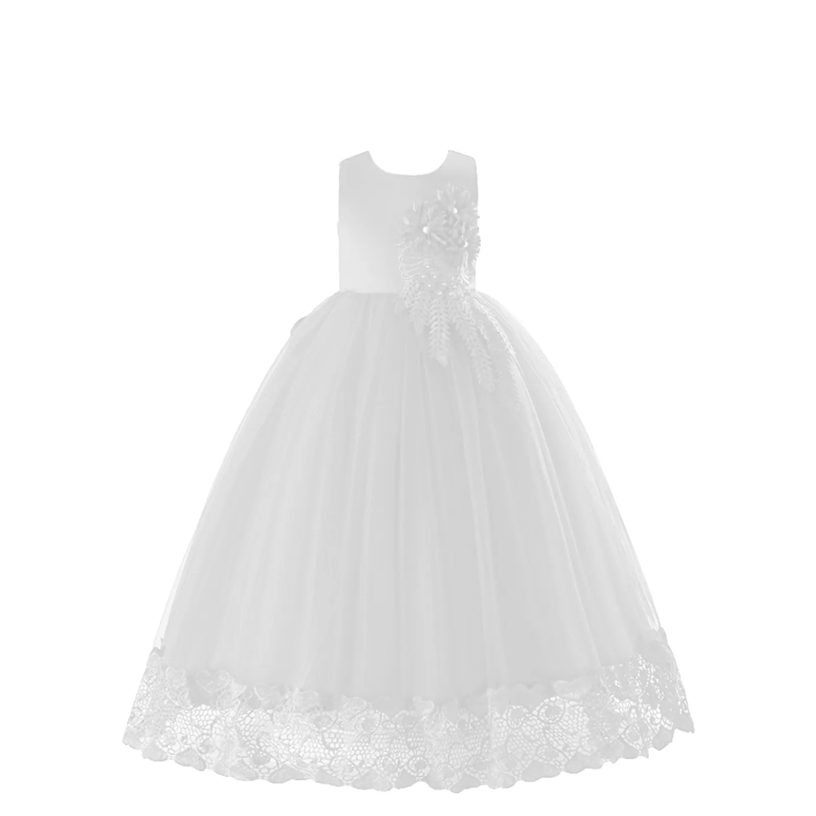 

Floral Princess Bridesmaid Pageant Gown Birthday Party Wedding Dress Vestidos Para NiñAs Robe Princesse Fille Girl Dress