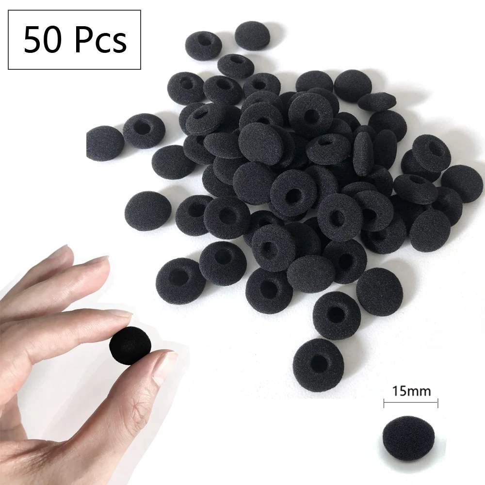 

50Pcs mini Earphone Cotton Filter 15mm Sponge Ear Pads Cushion Anti-slip Flexible Soft Headset Cotton Cover Earpad for Headphone