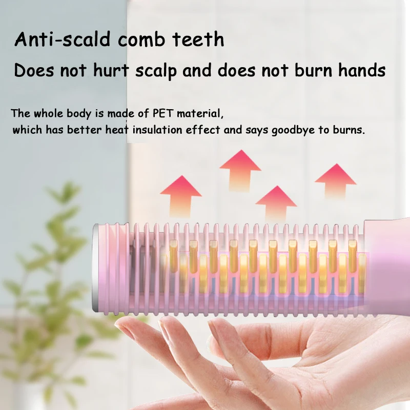 Cordless Hair Straightener Brush 5 temperature setting USB Rechargeable Hair Straightener Comb Fast Heating Styling Anti-Scald