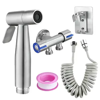 304 In Acciaio Inox Pistola A Spruzzo Doccia Palmare Bidet Spruzzatore Set Tenuto In Mano Wc Bidet Rubinetto Spruzzatore Doccia Ugello Autopulente 1