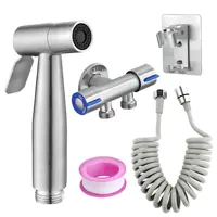 304 Stainless Steel Spray Gun Shower Handheld Bidet Sprayer Set Handheld Toilet Bidet Faucet Sprayer Shower Nozzle Self Cleaning 1