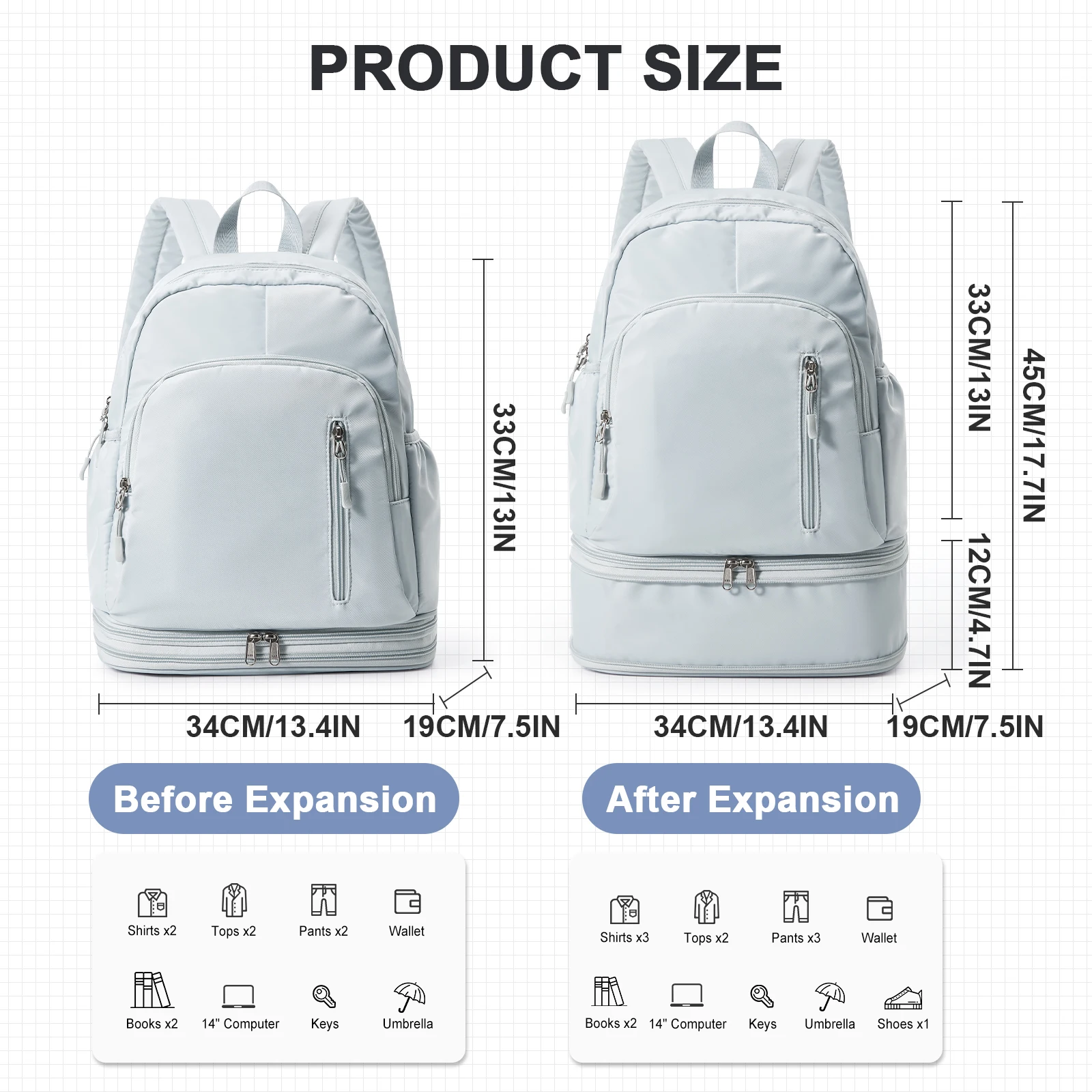 Women's Bag Gym Sports Backpack with Shoe Box, Laptop Travel Backpack, Swimming Fitness Bag, Yoga Bag Casual Overnight Backpack