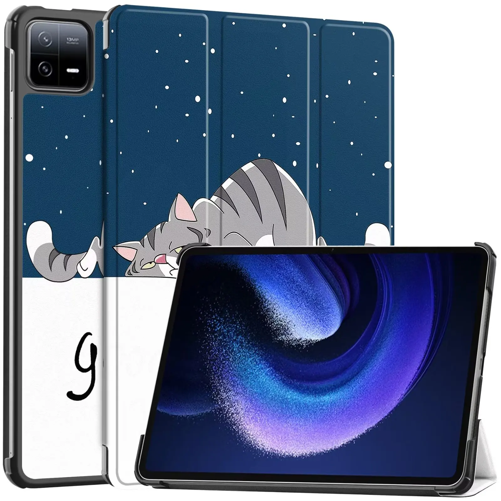 

Lazy Cat Cute For Xiaomi Pad 6 11 inch 2023 Tablet Case Lightweight Trifold Stand Smart Protective Case Cover For Xiaomi P6 Pro