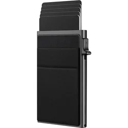 Sleek RFID Blocking Metal Wallet - Minimalist Card Holder with Secure Protection (Black)