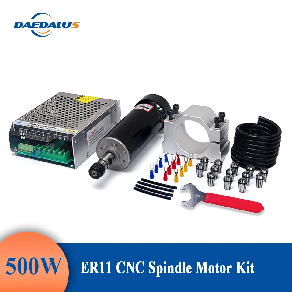 Daedalus 500w cnc spilmotor luchtgekoeld spindel er11 chuck 52mm klem