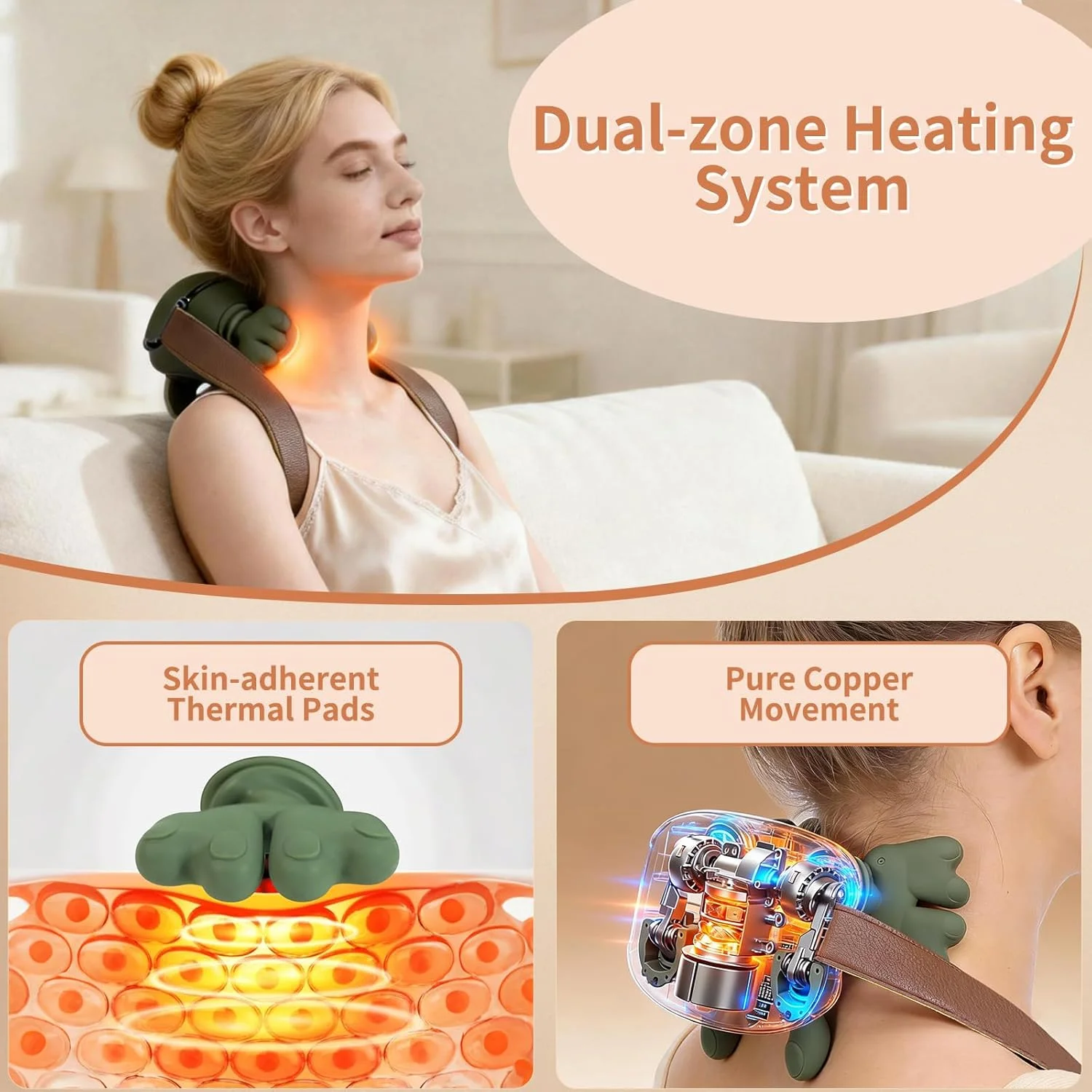 Masajeador shiatsu inalámbrico para cuello y espalda con calor_voghion.com