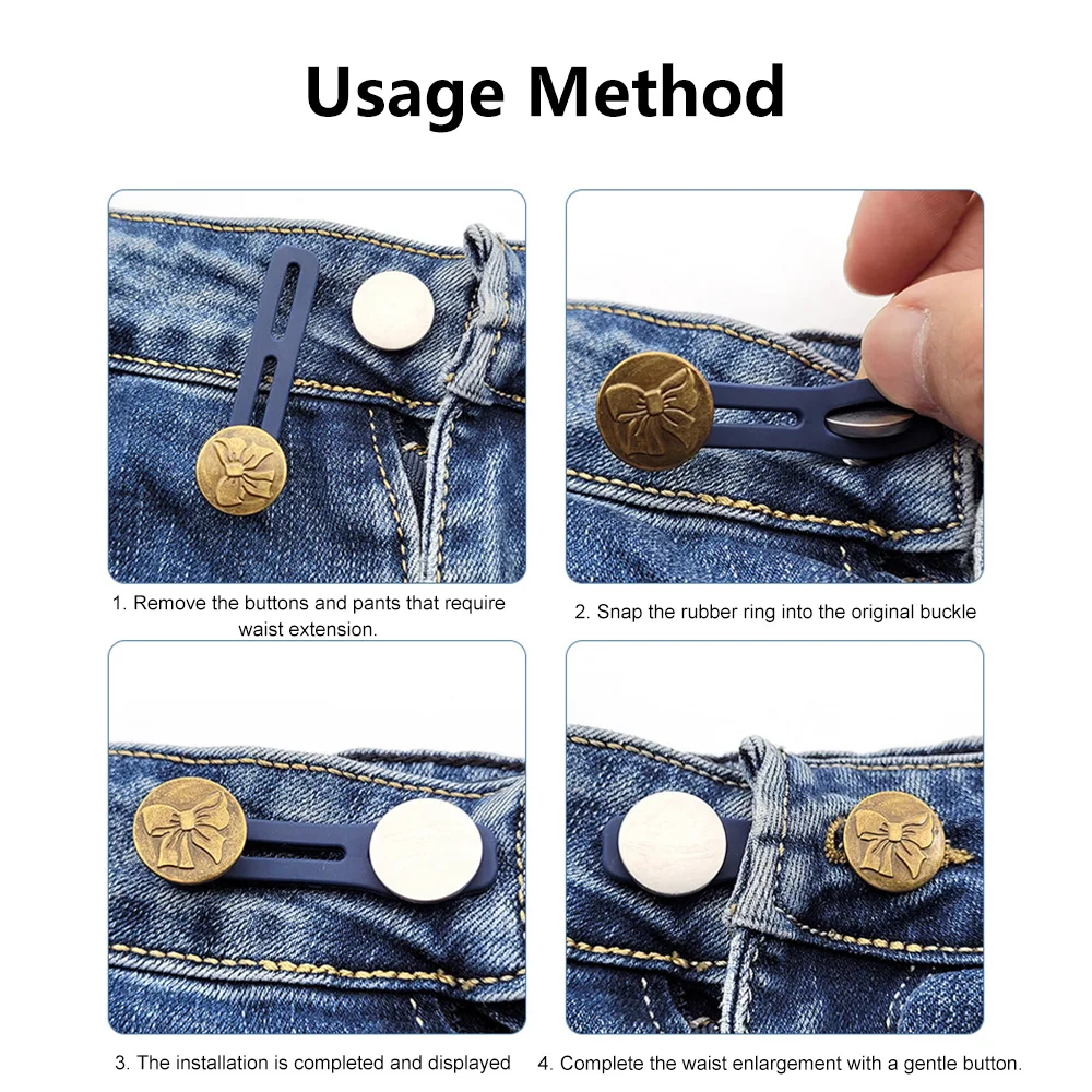 5/10pcs Button Extender for Pants Jeans Free Sewing Adjustable Retractable  Waist Extenders Metal Buttons Waistband Expander