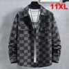 Plaid Denim Jacket Men Plus Size 10XL 11XL Jackets Coats Spring Autumn Denim Jackets 10XL 11XL Big Size Male 1