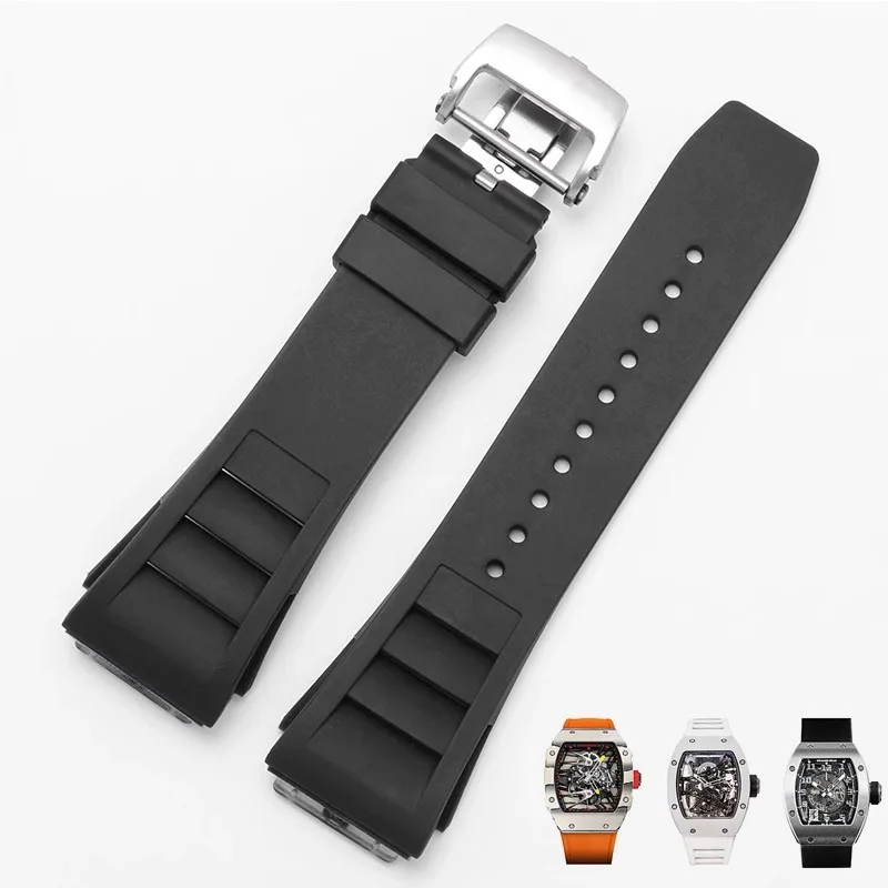 רצועת שעון עבור rm011 גברים רצועה עמיד למים זיעה עמיד למים זיעה סיליקון נוחה רצועת שעון גומי סיליקון נוח עם רצועה 25 מ "מ עם לוגו