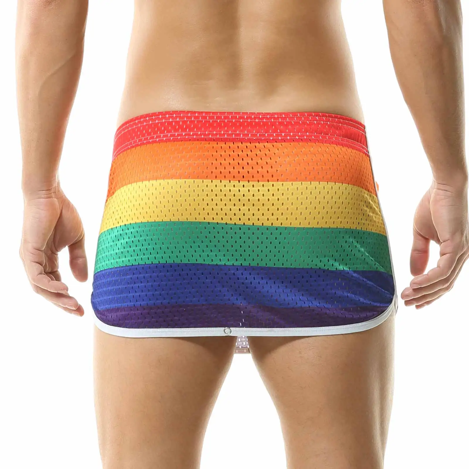 CLEVER-MENMODE Men's Hollow Jockstrap Short Skirt Exotic Lower Body GAY Bikini Men Mesh Breathable Stretch Boxer Shorts
