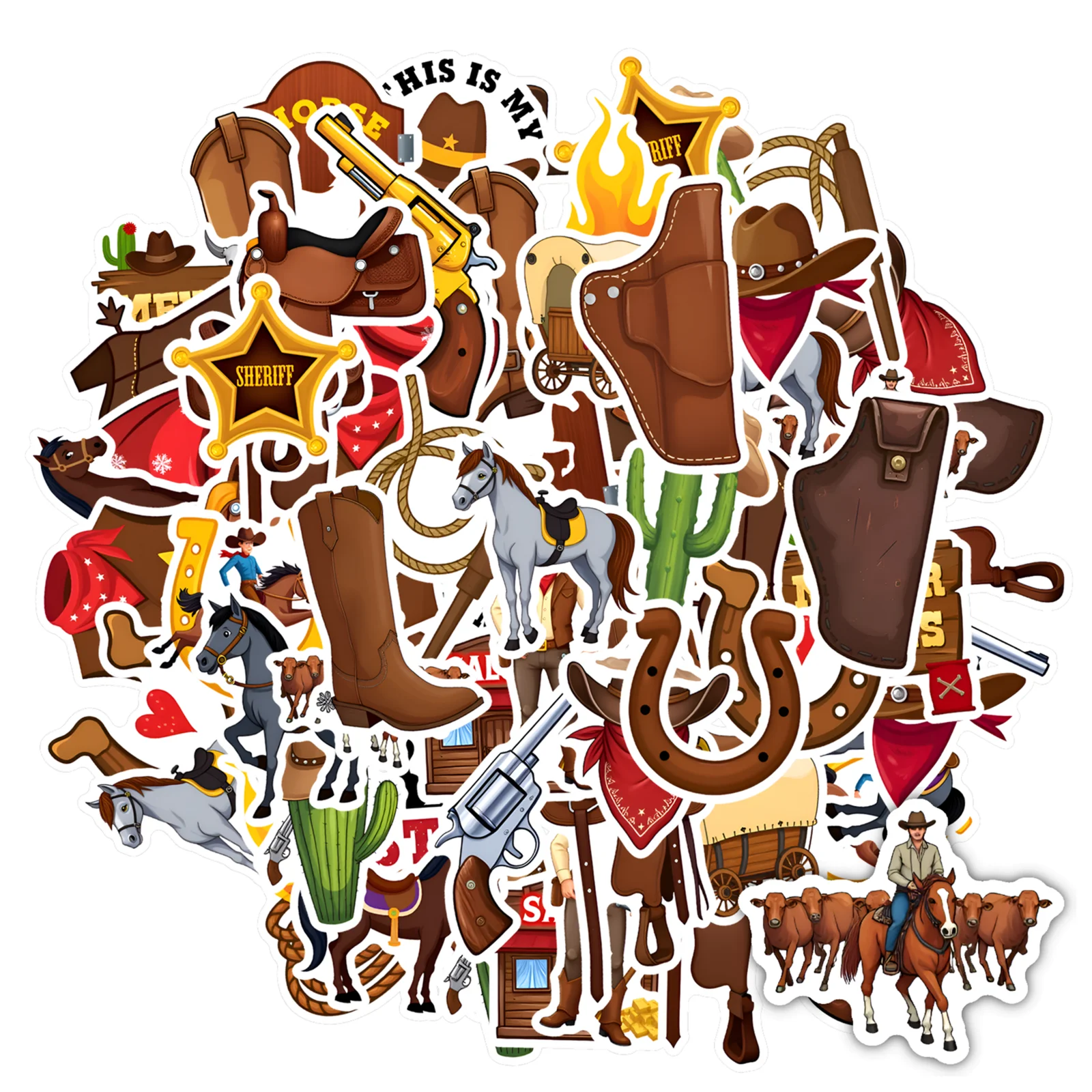 Sticker Chart For Kids Rodeo 35pcs-50pcs Playful Rodeo Stickers Rustic Cowboy Western Decals Cowboy ...