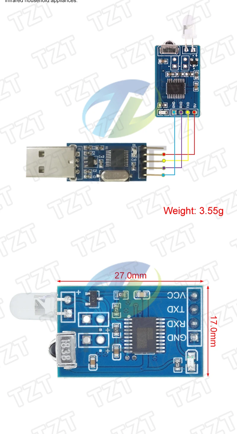 TZT 1/3 Stück 5V IR Infrarot-Fernbedienungs-Decoder Encoder Sender Empfänger Drahtloses Modul Qualität auf Lager für Arduino – Detail 3