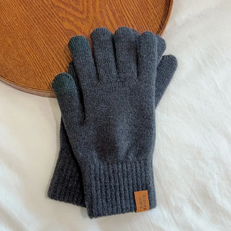Autumn Winter Man Keep Warm Touch Screen Solid Simple Style Knitted Gloves Elasticity Thin Not Bloated All Match Fashion Elegant