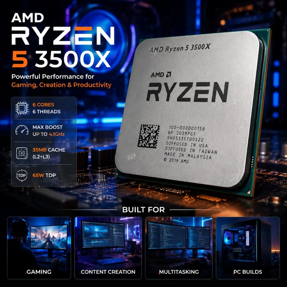 Desktop Hardware Upgrade Processor Ryzen5 3500X Socket AM4 6 Core Stable Disassembled Tray Chip - 6