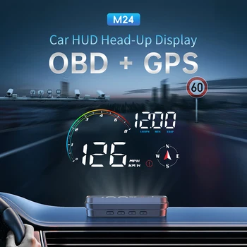 Pantalla frontal de coche OBD2 HUD + GPS, ordenador, velocímetro, modificación, sistema de pantallas de velocidad de coche 1