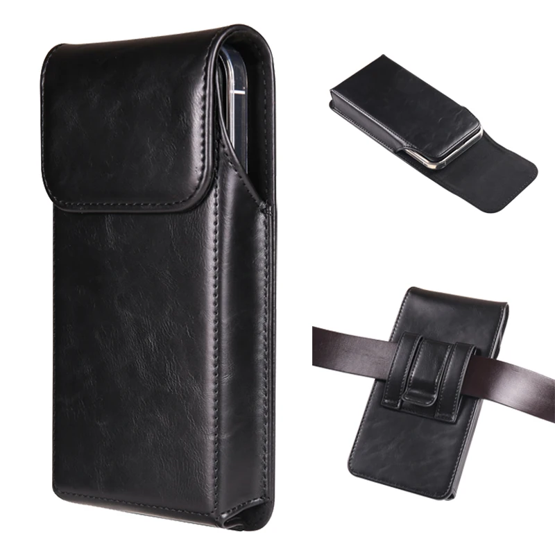 Cell Phone Case Magnetic Leather Belt Clip Holster Pouch Cover For iPhone Samsung Xiaomi