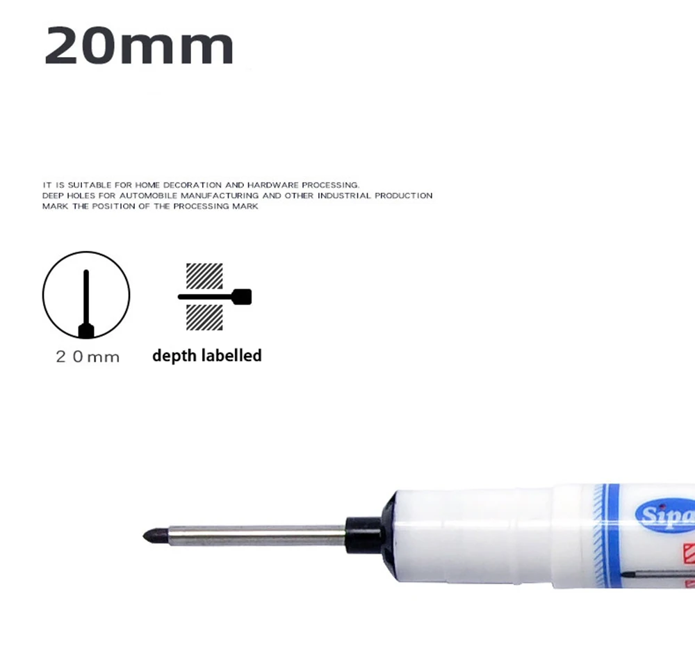 Marker Pen Writing Carpenter Construction Deep Hole Home Decoration Water Resistant Quick Drying Multifunction Long Nib 20mm 1Pc