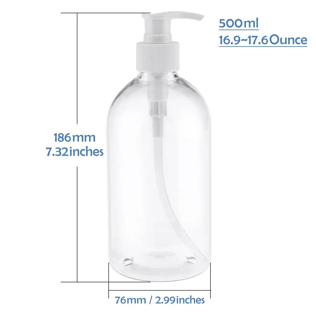 500ml Refillable Container for Bathroom, Kitchen, Salon - 2Pcs Empty PET