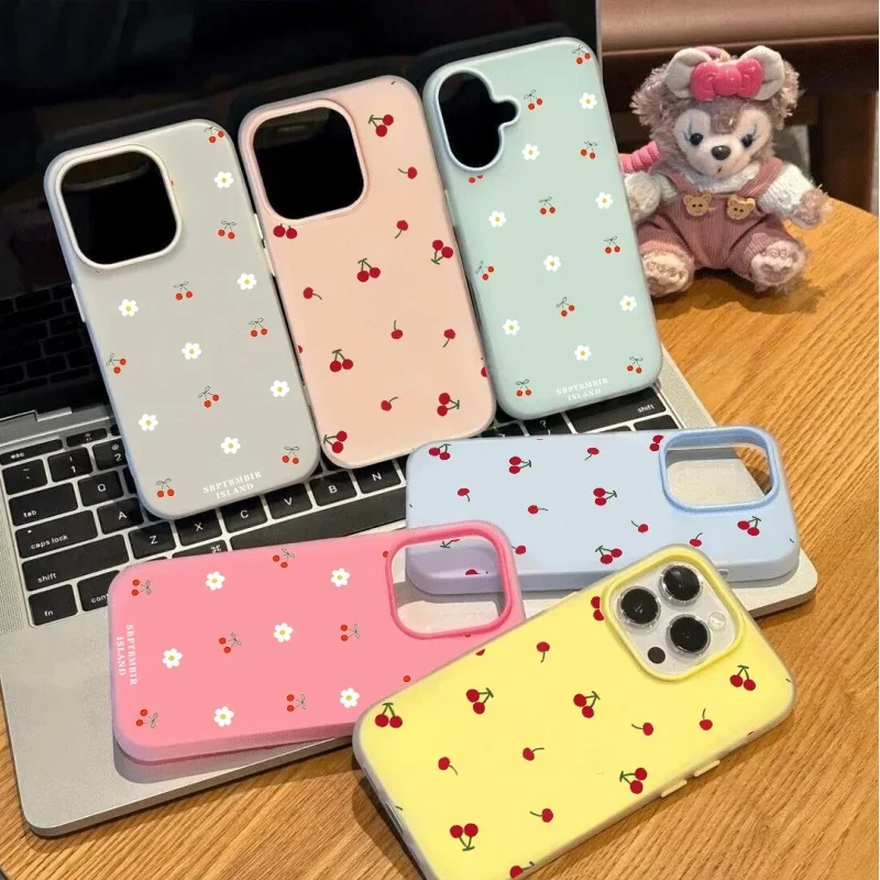 Bow Cherry Blossom Phone Case - Candy Color Jelly 2-in-1 Cover