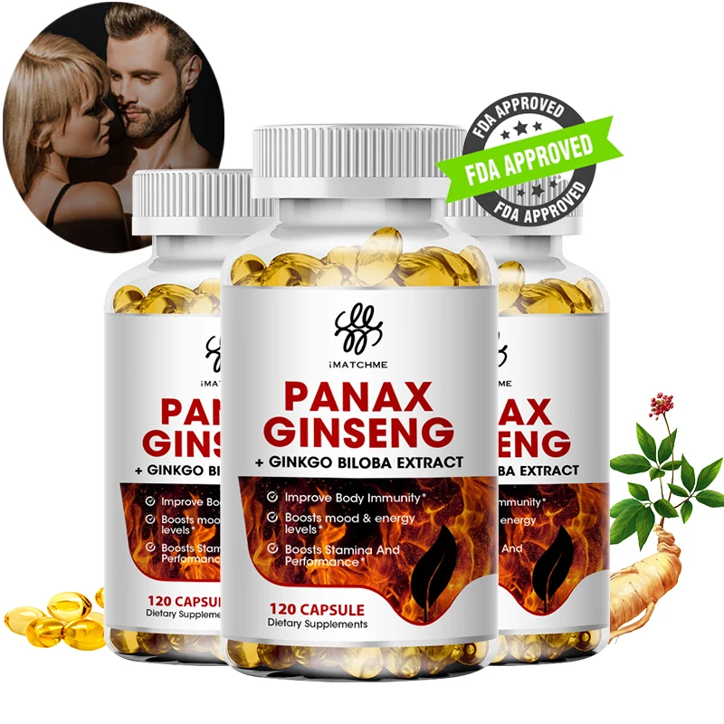 

Ginkgo Biloba+Korean Panax Ginseng+Ashwagandha Capsules Kidney & Brain & Memory Nutritional Supplement Energy for Men and Women