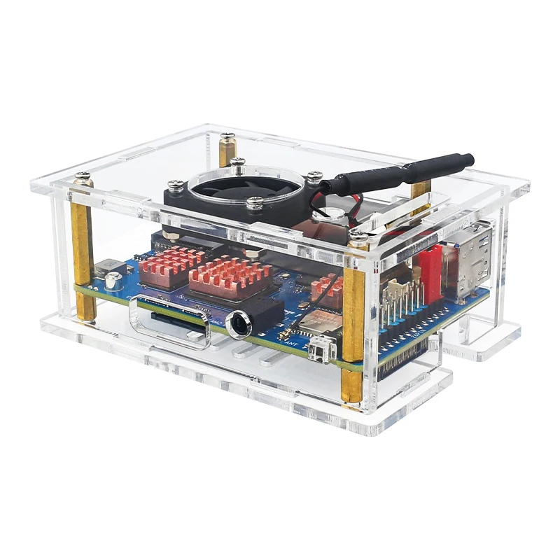Orange Pi RV2 Acrylic Case Transparent Shell Cooling Fan Copper Heatsinks Option