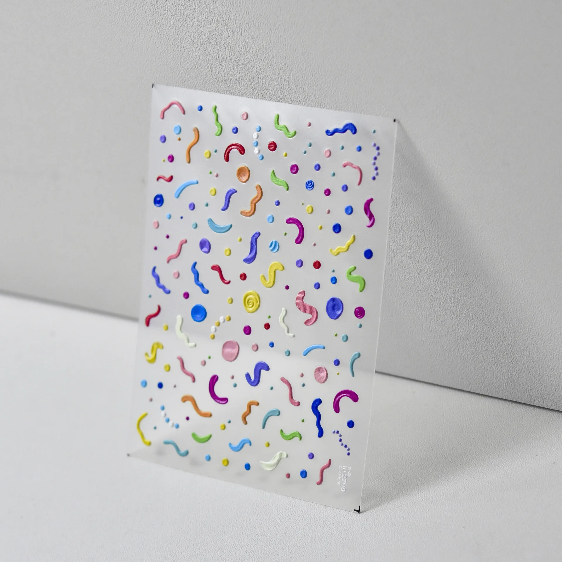 Cute Colored Lines Round Dots 5D Soft Embossed Reliefs Self Adhesive Nail Art Stickers Birthday Cake Bunny 3D Manicure Decals