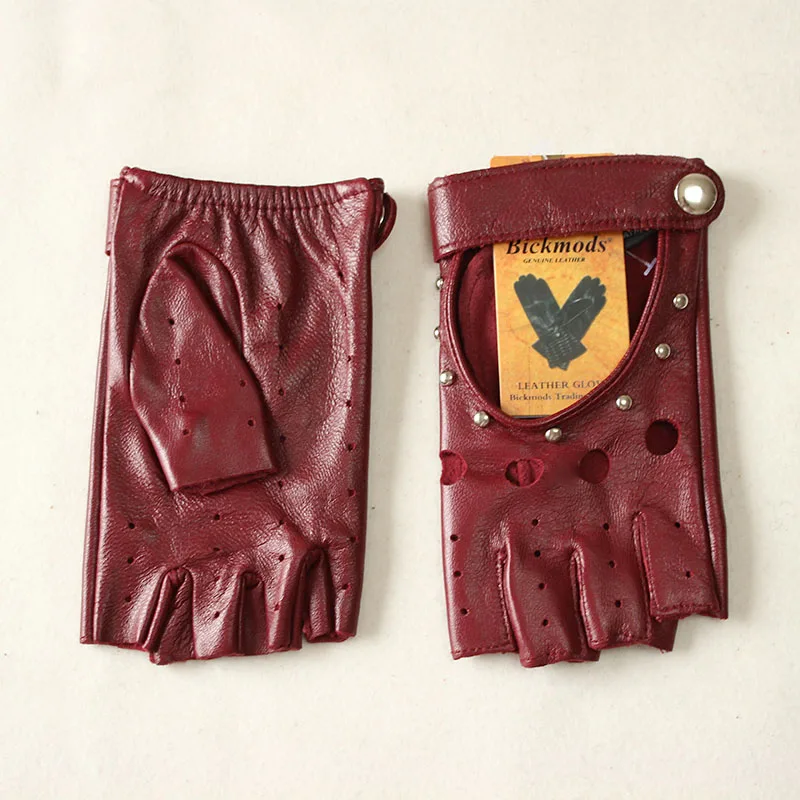 Women's Leather Half Finger Gloves Thin Single Layer Breathable for Spring Summer Outdoor Riding And Driving