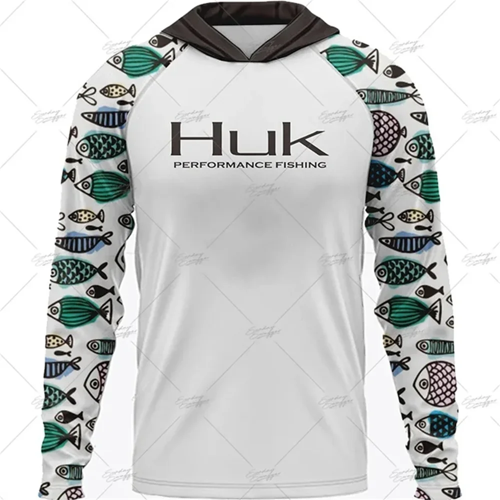 

HUK Hooded Fishing Shirts Upf 50 Long Sleeve T Shirt Sun Protection Fishing Clothing Breathable Fishing Hoodies Camisa De Pesca