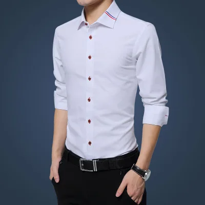 Casual social formal shirt Men's long sleeve Shirt Business trim office shirt Men's cotton suit Shirt White 4XL 5XL white short sleeve shirt Shirts