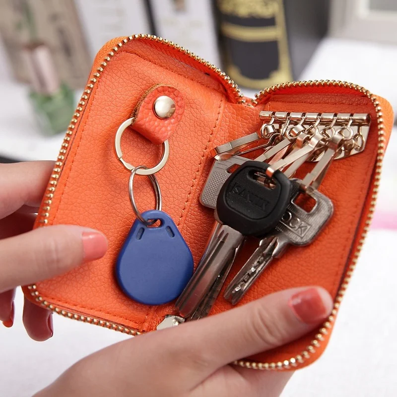 Buy Nalanda Men's Women's Leather Car Key Holder Bag Keychain Case Wallet  With Keyring Hooks Zipper Closure For Keys Car Remote Key (red) Online in  UAE