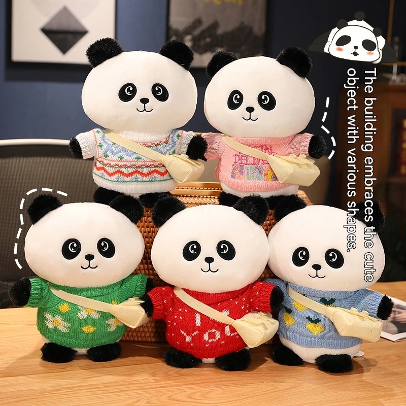 New 25cm Panda Doll Plush Toy Cartoon Panda Doll Girl Heart Rag Doll Birthday Gift Children's Toy Gift Box Light Belt Packaging decor valentines day stickers seal labels heart for gift packaging sealing love