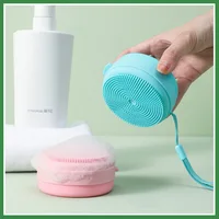 1pc Portable Bathing Brush Hanging Bath Body Scrubber Soap Case Silicone Brush Massage Hair Tactile Brush bath sponge 1
