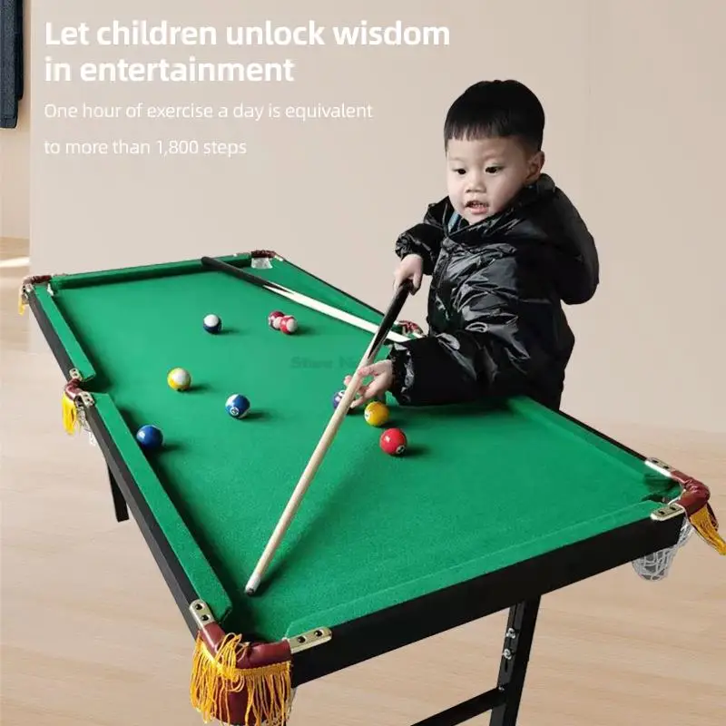 Small Standard Foldable Indoor Pool Table Set Children's Play Sports Balls Home Version Family Fun Entertainment