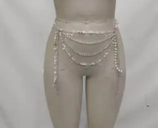 Transparent Beaded Tops Bikini Rave Body Party Chain Mermaid Bra Tops Pearl Beachwear Women Beading Lingerie Harness Bralette