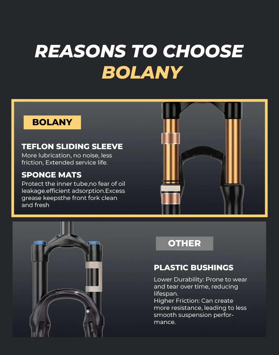 BOLANY Suspension Fork Mountain Bicycle 20/24 Inch Disc Brake Straight Tube Travel 100mm MTB Air Fork For Bicycle Accessoires