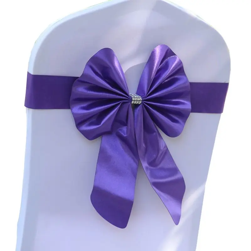 Chair Sashes Tie Satin Knot Cover Back Colourful Ribbon Belt Bow For Hotel Banquet Wedding Party Event Kindergarten Decoration