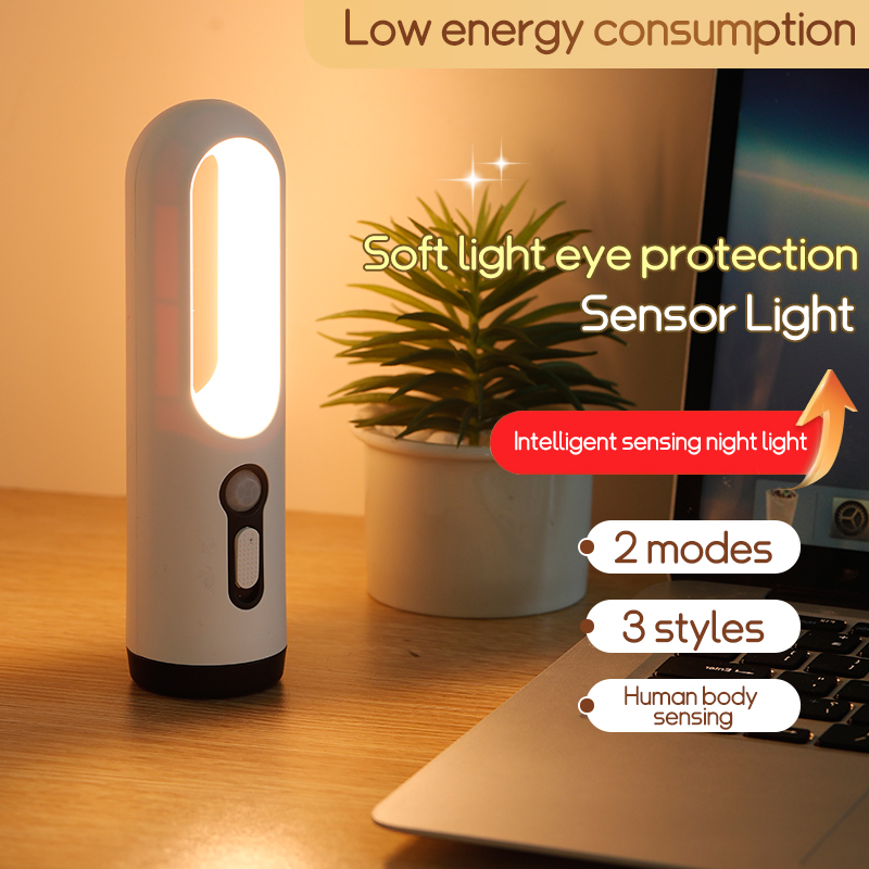 2 in 1 Portable Flashlight Motion Sensor Night Light Bedroom Bathroom Reading Camping Lighting Baby Feeding Eye Care Bedside Lam