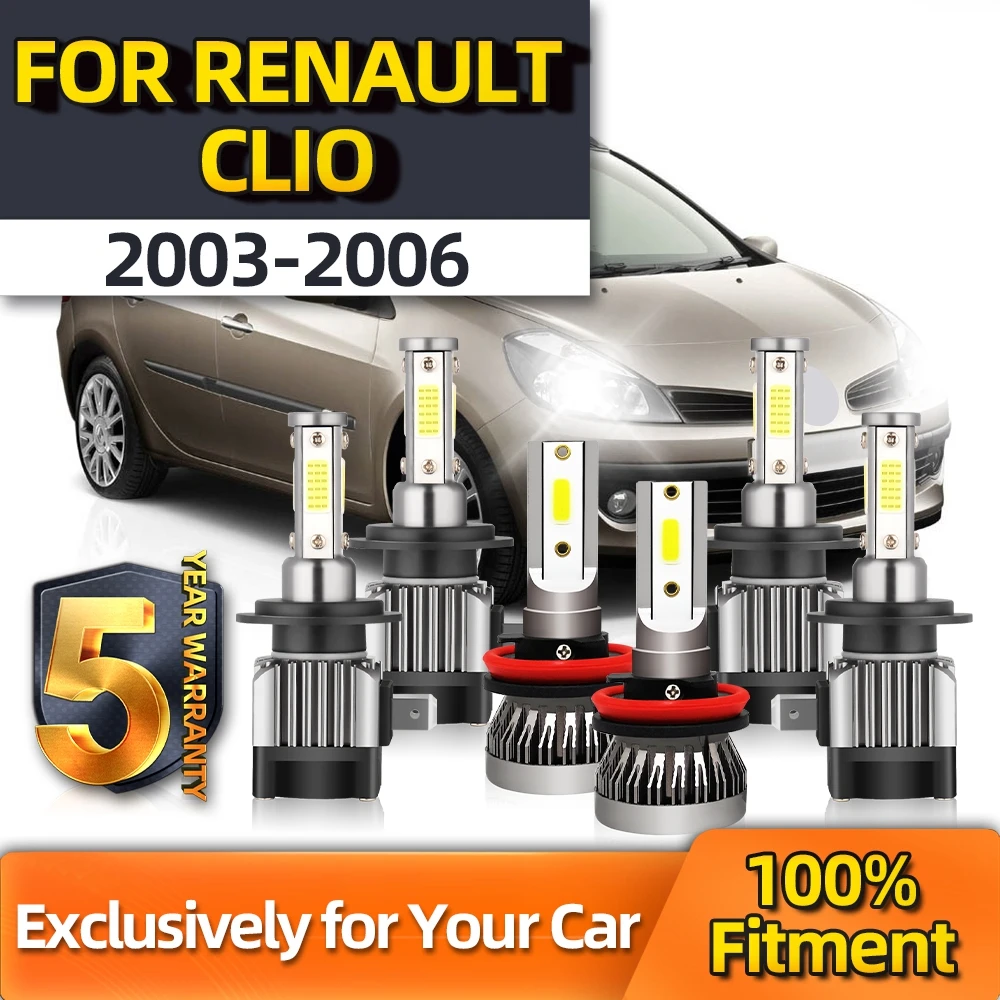 

TEENRAM LED Headlight For Renault Clio 3 Pair High Beam H7 Low Beam H7 Fog Lamp H11 Car Front CSP Turbo Lamp Kit Year 2003-2006