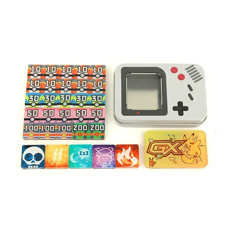 Pokemon PTCG Acrylic Board Game Card Health Damage Indicator Box Dice Storage Box Vstar Pikachu Gengar Charizard Original Toys
