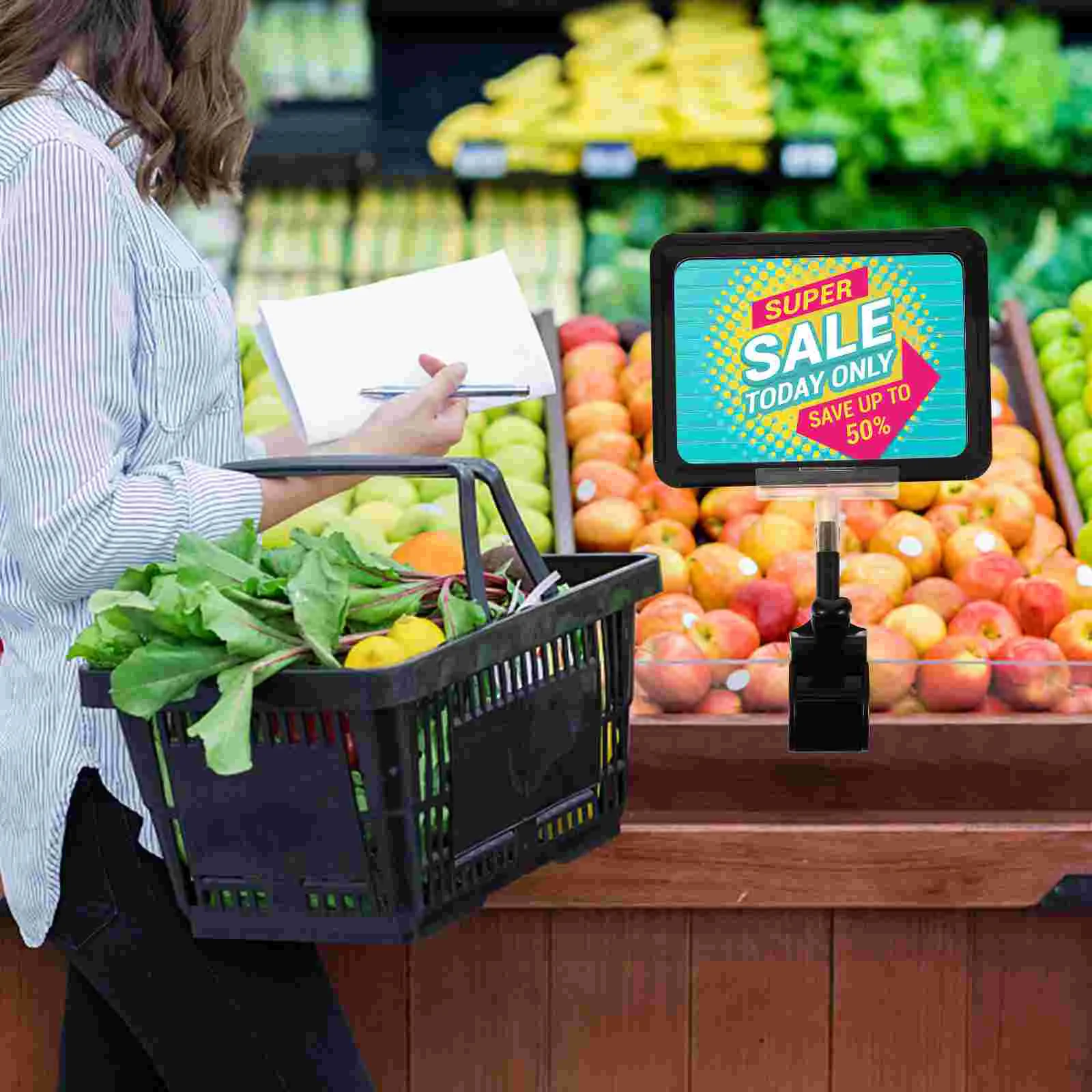 

Signage Clip Adjustable Holder on for Supermarket Display Merchandise Price Tag Plastic Shelf