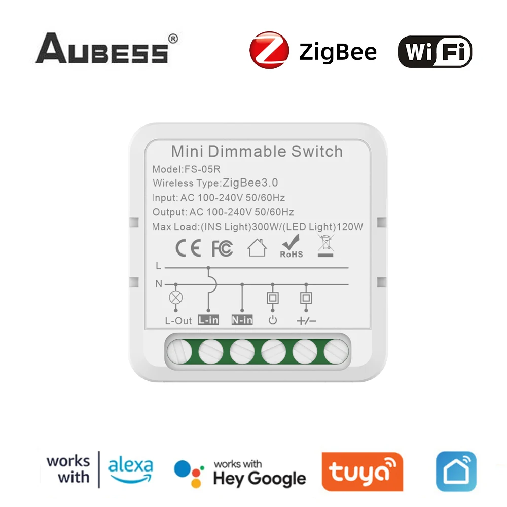 

Tuya Smart ZigBee WiFi Light Dimmer Switch Module Breaker Smart Life App Remote Control Work With Alexa Yandex Alice Google Home