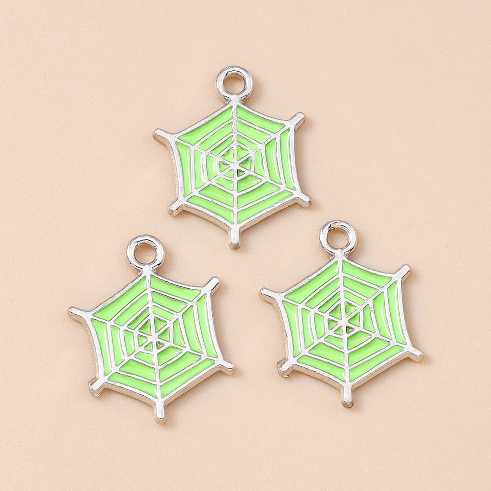 Leslie 10 Stück Halloween-Charms, niedlicher bunter Spinnennetz-Charms-Anhänger für Halloween-Schmuckherstellung, Halsketten, Ohrringe – Detail 16