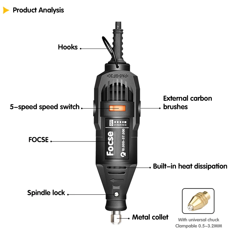 180W Power Electric Mini Drill Engraver Rotary Tool Polishing Grinder Variable Speed Dremel Engraving Pen with Accessories 6