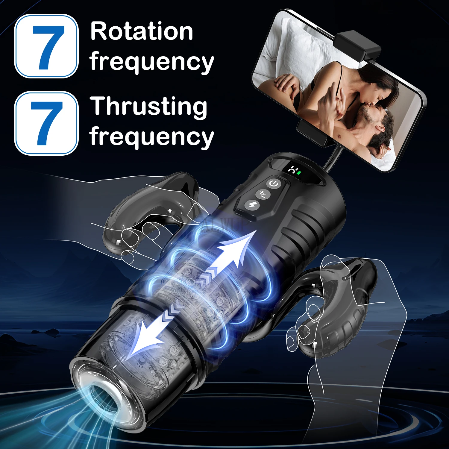 Male Masturbator Automatic Telescopic 7 Thrusting Rotating Modes Pocket Pussy Blowjob Sex Machine Penis Pump Piston