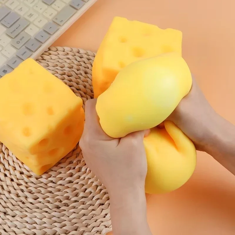 Giant Extra-Large Cheese Squeeze Toy for Stress Relief and Sensory Play