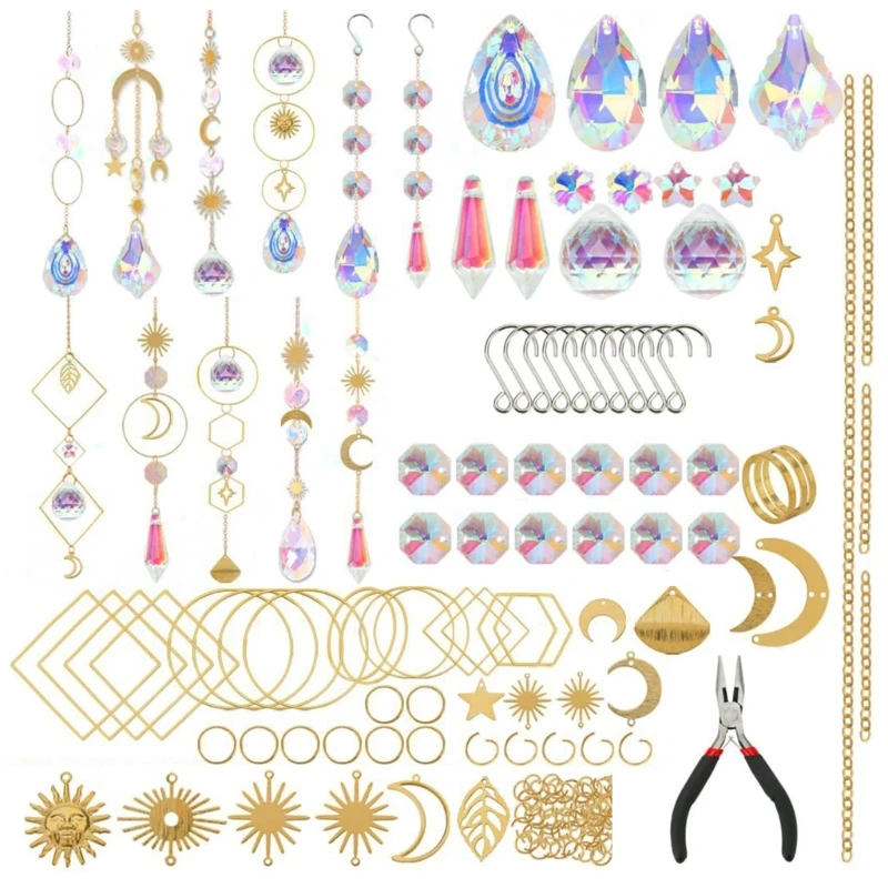 Pack of 200 Suncatchers Craft Set Sun Catchers Craft Set Hooks Chain Crystal Pendant Sun Catchers Garden Window sun catcher crystal pendant sun catchers