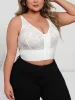 Plus Size Deep V Lace Lingerie, Sheer Plunge Bra with Front Zip, Open Back & Shaping Support
